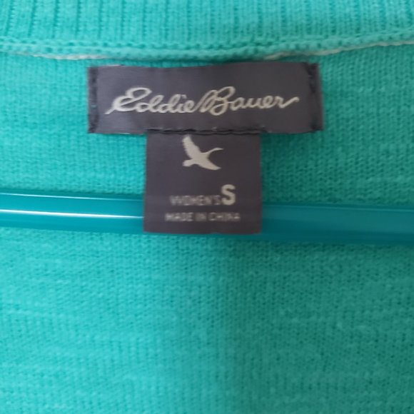 Eddie Bauer Women's Small Cotton Cardigan Sweater Teal - Picture 6 of 9